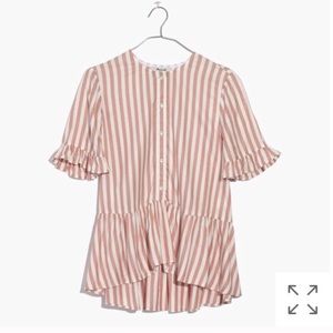 ISO ruffle hem top in Cecilia stripe
